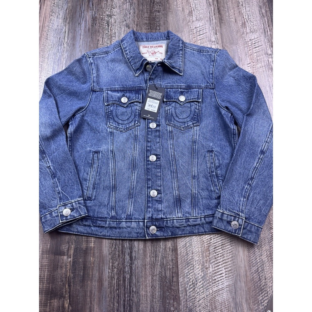 True Religion Jesse SN Trucker Jeans Jacket Mens Denim Cozy Fireside Wash Small